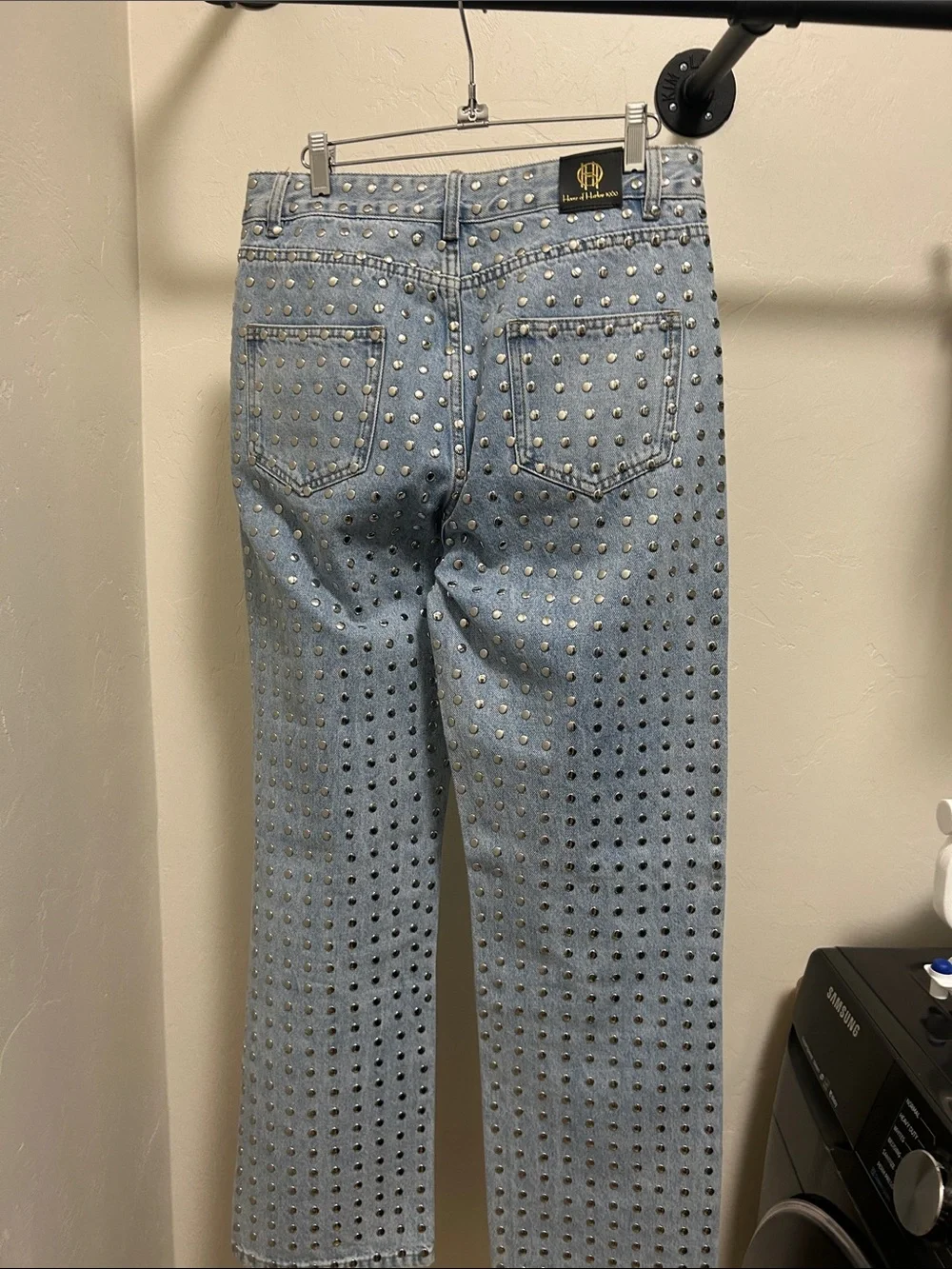 Light Blue Studded Denim Jeans - Picture 8 of 13